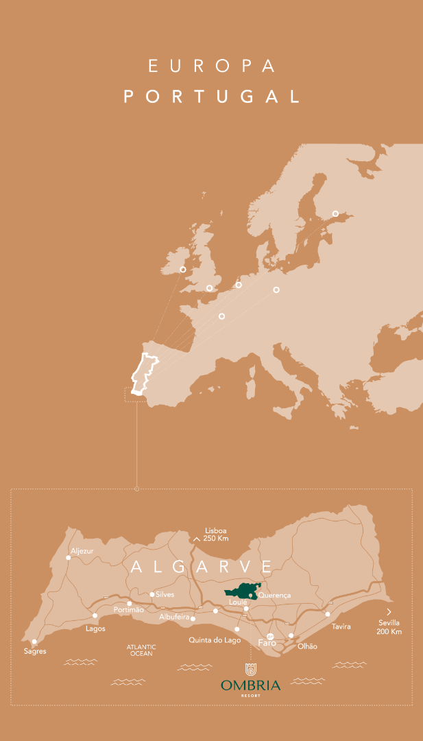 Map of Europe and Algarve