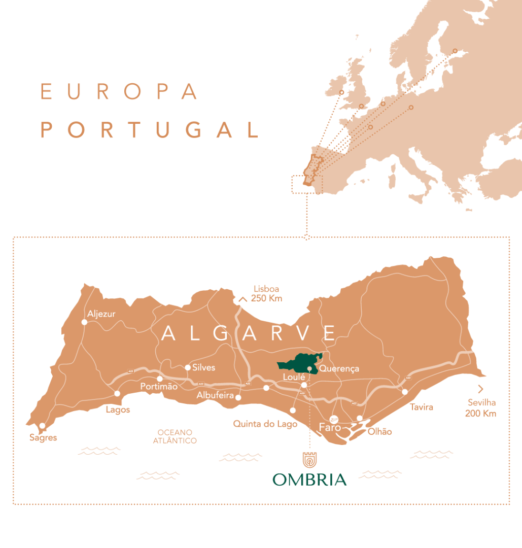 Mapa da Europa e do Algarve