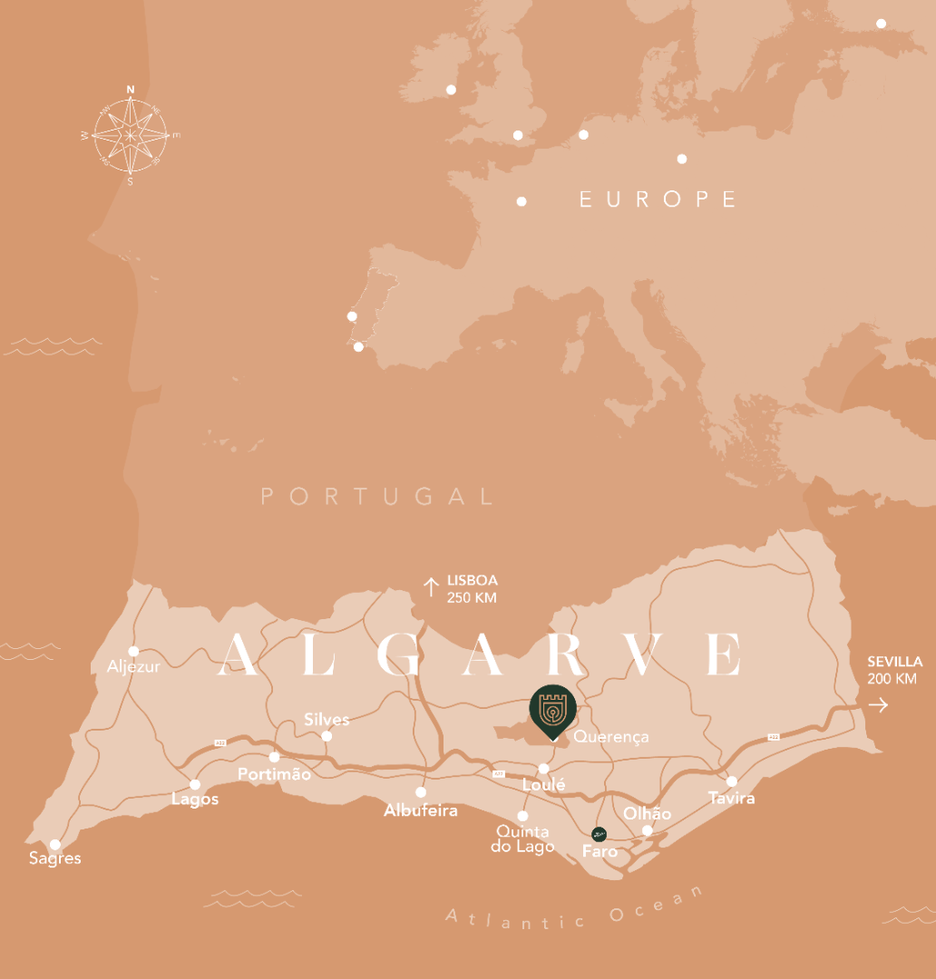 Map of Europe and Algarve